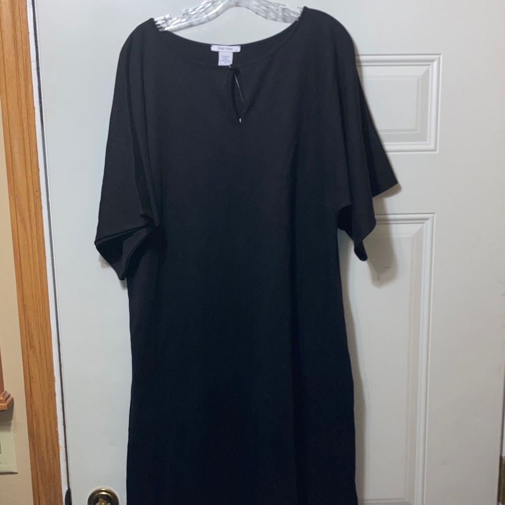Joan Vass Classic Black Shift Dress 2P NWT